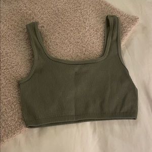 Zara green cropped ribbed tank top